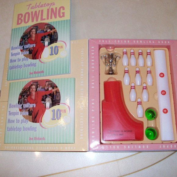 Tabletop Bowling Game & Booklet Jon Richards History Alley Balls Pins Launcher - Picture 1 of 4